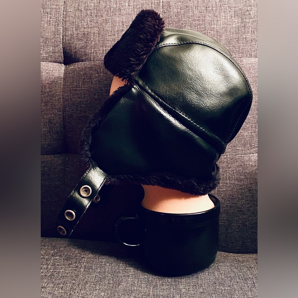 Trapper Hat Winter Hunter Ushanka Ear Flaps Sport Leather Black Hat